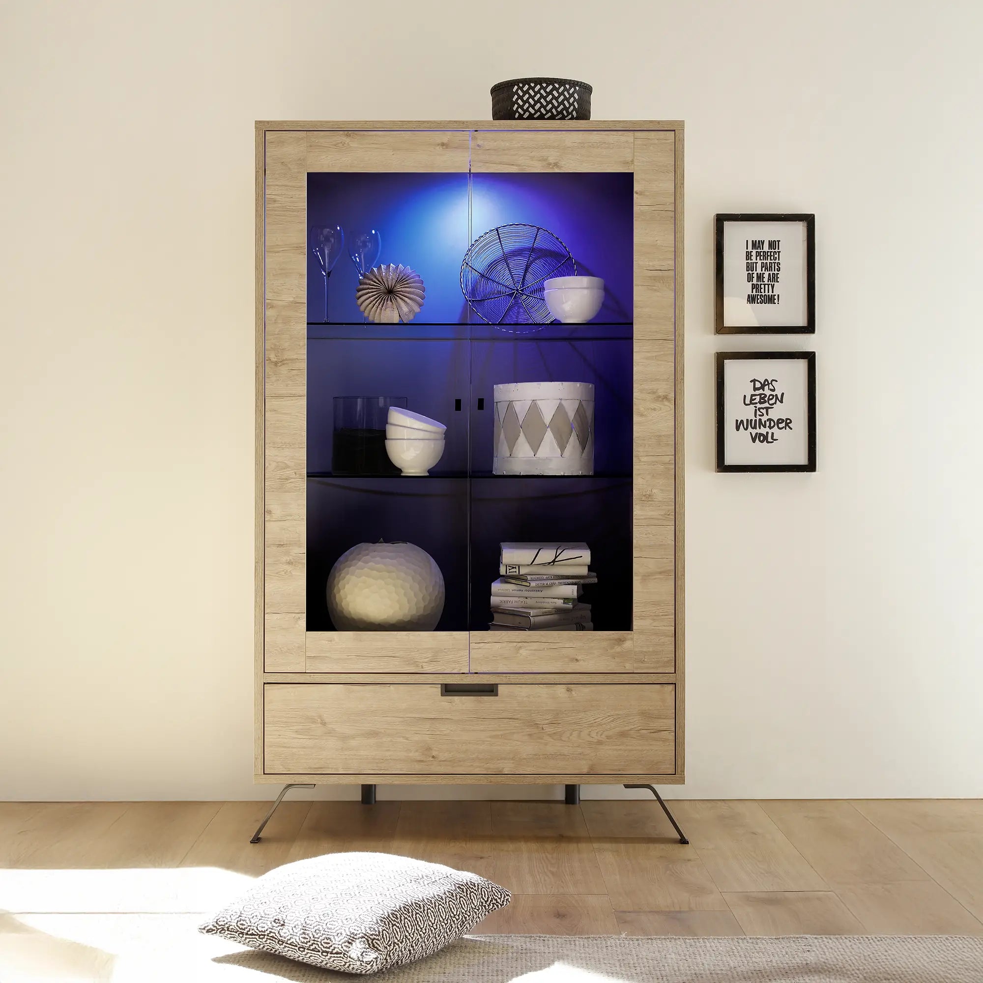 Owen - vetrina 2 ante 1 cassetto