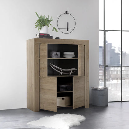 Mobile contenitore moderno con 4 ante aerte e 3 ripiani interni in colore cadiz, mobile contenitore elegante per soggiorno