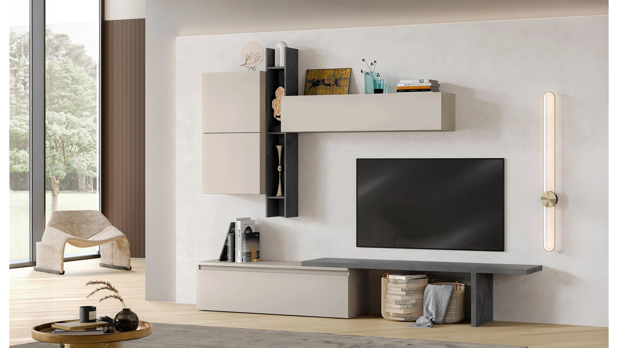 Parete Attrezzata L 262 cm H 213 cm - milano composizione 08